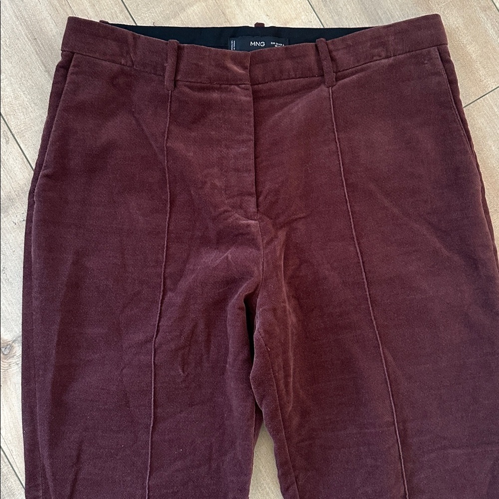 Mango Suede Burgundy Flare Pants Sz 6 - Picture 2 of 8